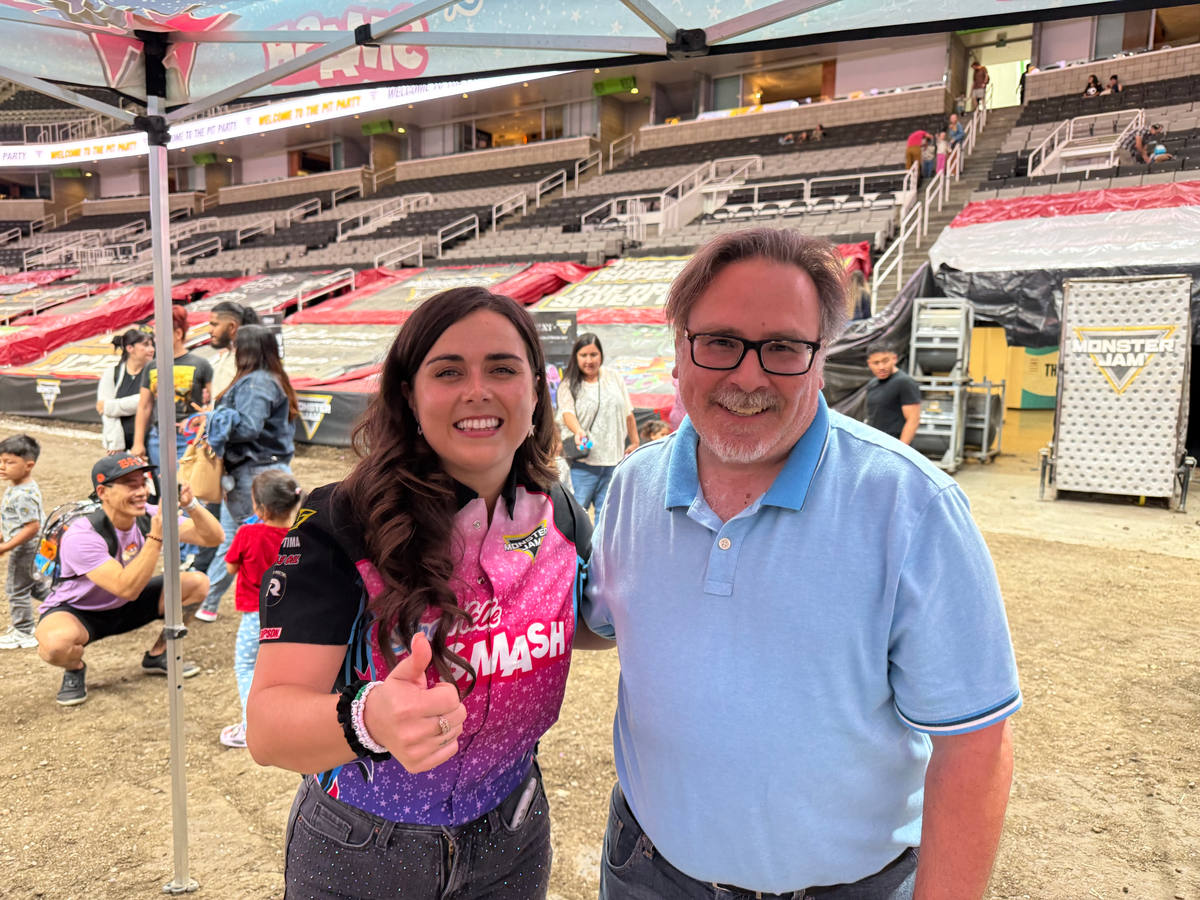 Ed Stern with Monster Jam driver Loghan Ashline at the San Jose Pit Party